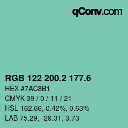 カラーコード: RGB 122 200.2 177.6 | qconv.com