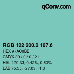 カラーコード: RGB 122 200.2 187.6 | qconv.com