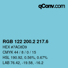 カラーコード: RGB 122 200.2 217.6 | qconv.com