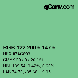 カラーコード: RGB 122 200.6 147.6 | qconv.com