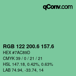カラーコード: RGB 122 200.6 157.6 | qconv.com