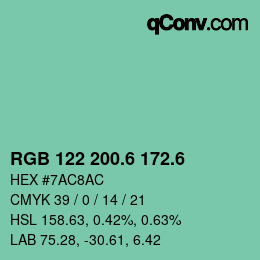 カラーコード: RGB 122 200.6 172.6 | qconv.com