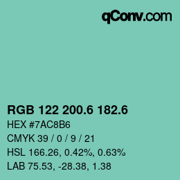 カラーコード: RGB 122 200.6 182.6 | qconv.com