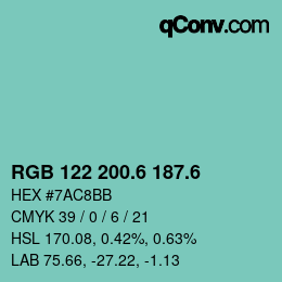 カラーコード: RGB 122 200.6 187.6 | qconv.com