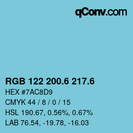 カラーコード: RGB 122 200.6 217.6 | qconv.com
