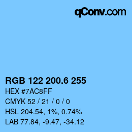 カラーコード: RGB 122 200.6 255 | qconv.com