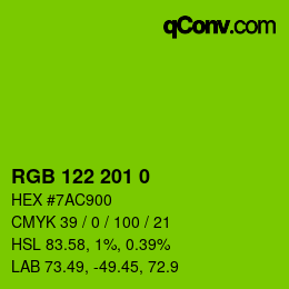 カラーコード: RGB 122 201 0 | qconv.com