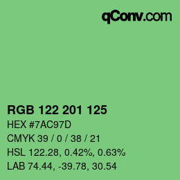 Color code: RGB 122 201 125 | qconv.com