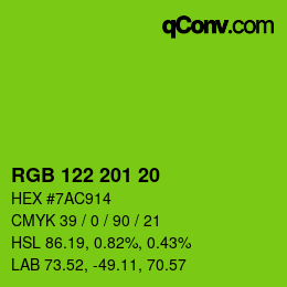Color code: RGB 122 201 20 | qconv.com