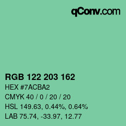 Color code: RGB 122 203 162 | qconv.com