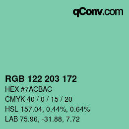 Color code: RGB 122 203 172 | qconv.com