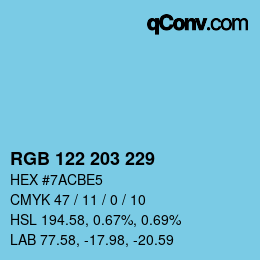 Color code: RGB 122 203 229 | qconv.com