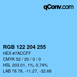 Color code: RGB 122 204 255 | qconv.com