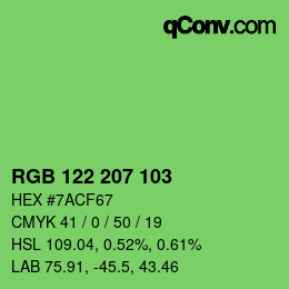 カラーコード: RGB 122 207 103 | qconv.com