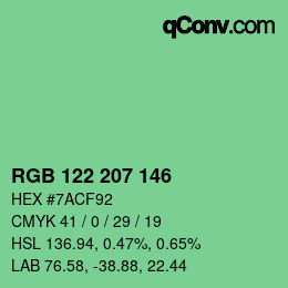 Color code: RGB 122 207 146 | qconv.com
