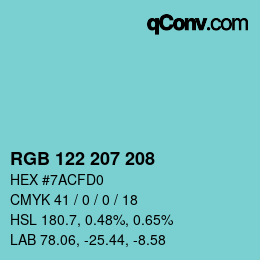 Color code: RGB 122 207 208 | qconv.com