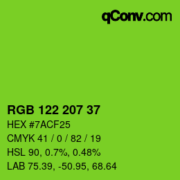 Color code: RGB 122 207 37 | qconv.com