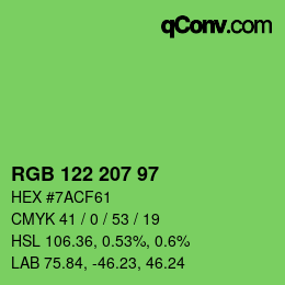 Color code: RGB 122 207 97 | qconv.com