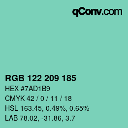 Color code: RGB 122 209 185 | qconv.com