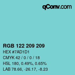 カラーコード: RGB 122 209 209 | qconv.com