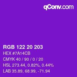 Color code: RGB 122 20 203 | qconv.com