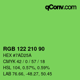 カラーコード: RGB 122 210 90 | qconv.com