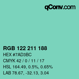 Color code: RGB 122 211 188 | qconv.com