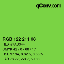 颜色代码: RGB 122 211 68 | qconv.com