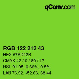 颜色代码: RGB 122 212 43 | qconv.com