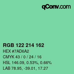 Color code: RGB 122 214 162 | qconv.com