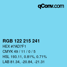 Color code: RGB 122 215 241 | qconv.com