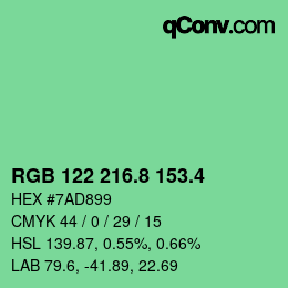 カラーコード: RGB 122 216.8 153.4 | qconv.com