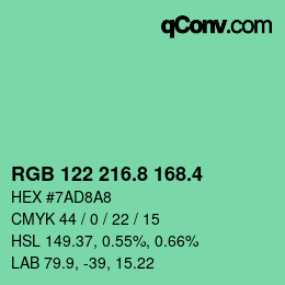 カラーコード: RGB 122 216.8 168.4 | qconv.com