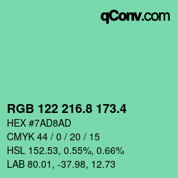 カラーコード: RGB 122 216.8 173.4 | qconv.com
