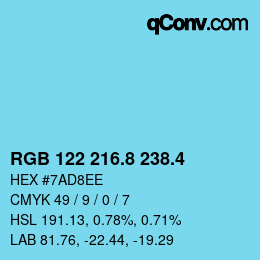 カラーコード: RGB 122 216.8 238.4 | qconv.com