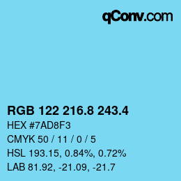 カラーコード: RGB 122 216.8 243.4 | qconv.com