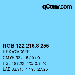 Color code: RGB 122 216.8 255 | qconv.com