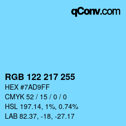 Color code: RGB 122 217 255 | qconv.com