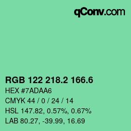 カラーコード: RGB 122 218.2 166.6 | qconv.com