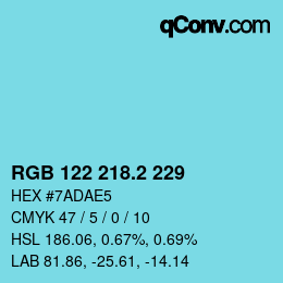 カラーコード: RGB 122 218.2 229 | qconv.com