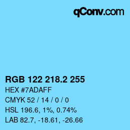Color code: RGB 122 218.2 255 | qconv.com