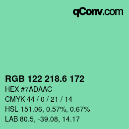 カラーコード: RGB 122 218.6 172 | qconv.com