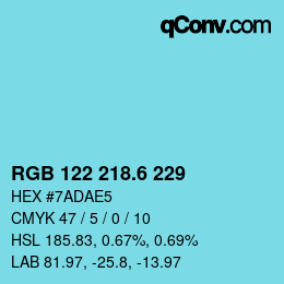 カラーコード: RGB 122 218.6 229 | qconv.com