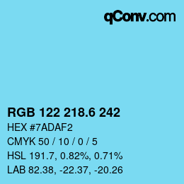 カラーコード: RGB 122 218.6 242 | qconv.com