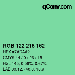 Color code: RGB 122 218 162 | qconv.com