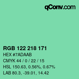 Color code: RGB 122 218 171 | qconv.com