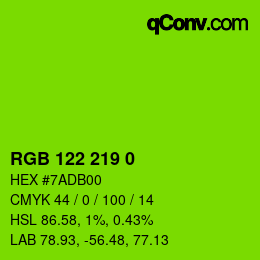 Color code: RGB 122 219 0 | qconv.com
