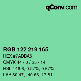 Color code: RGB 122 219 165 | qconv.com