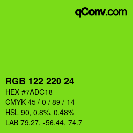 カラーコード: RGB 122 220 24 | qconv.com
