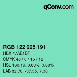 颜色代码: RGB 122 225 191 | qconv.com